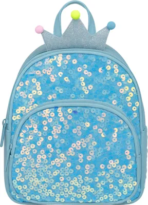 Produktbild von Kinderrucksack Glitzer Pailletten Mädchen, Prinzessinenrucksack Kinder klein, 24x22x8cm, 4L, Glitzerschleife Blau