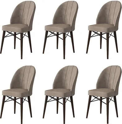 Produktbild von Skye Decor, Ritim - Cappuccino, Brown, Stuhlset (6-teilig), 100 % METALL, Cappuccino, 44 x 42 x 96 cm