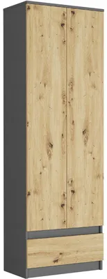 Obrázek produktu pro Regál 60 cm skříň 2 dveře 1 zásuvka FRAMIRE B-4 antracit mix artisan