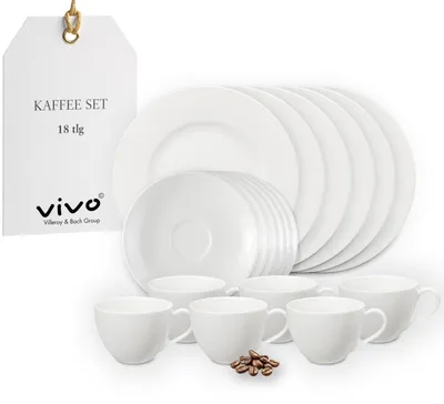 Productafbeelding van Basic White Koffieset, 18-delig. EC | vivo - Villeroy & Boch Group | Premium porselein | Gemaakt in Duitsland | Art.-nr. 1952777127 | EAN 4003686352056