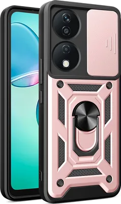 Produktbild von Hülle für Honor X7b Magnetische Ring Ständer Halter Dia Kameraschutz TPU Bumper Silikon Schutzhülle Rosa
