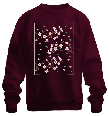 Immagine prodotto di Cherry Blossoms Sakura Branches Spring Japanese Flower Pattern Style Felpa Unisex Pullover, Borgogna, M