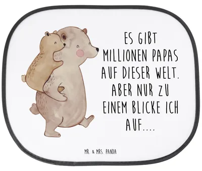 Produktbild von Mr. & Mrs. Panda Sonnenschutz Auto Papa Bär - Weiß - Geschenk, Vatertag, Sonnenblende, für Autoscheiben, hitzeschutz, seitenscheibe, Danke, Muttertag, Geburtstag