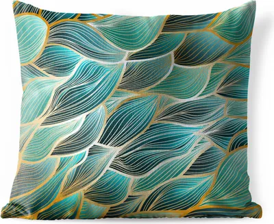 Produktbild von MuchoWow® Outdoor Kissen - Muster - Gold - Abstrakt - Welle - 50x50 cm - Wetterfest - Lounge Kissen - Komfortabel - Kissen mit Bild