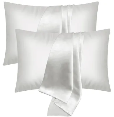 Obrázok produktu pre Sada dvoch saténových obliečok na vankúše, 50 x 75 cm, biela