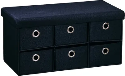 Produktbild von KESPER Sitzbank mit Aufbewahrungsboxen – - – gepolstert, 6 Fächer – 78 x 38 x 38 cm – schwarz – Modell 15954
