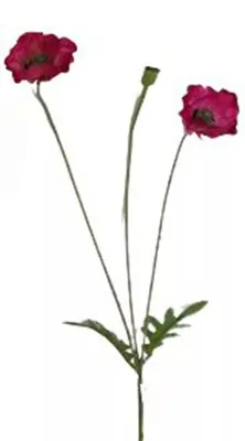 Produktbild von 3x Kunstblume MOHN mit 2 Blüten 1 Knospe Mohnblume künstlich violett L78cm