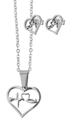 Produktbild von Edelstahlschmuckset, Kette (45cm) mit Anhänger und Ohrstecker
