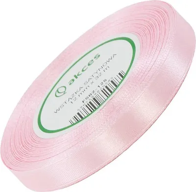 Zdjęcie produktu dla Wstążka satynowa pudrowa różowa  12mm - 32mb
