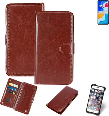 Produktbild von K-S-Trade 360° Hülle kompatibel mit Xiaomi Redmi Note 11S Global braun Kunstleder Case BookCase WalletCase Kunstlederederhülle Handyhülle,