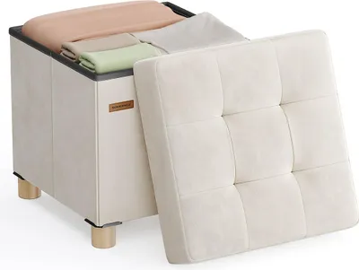 Zdjęcie produktu dla Puf z aksamitu – podnóżek – pojemność 37 litrów – wytrzymałość 300 kg – wymiary 38 x 38 x 40 cm – kolor brązowy