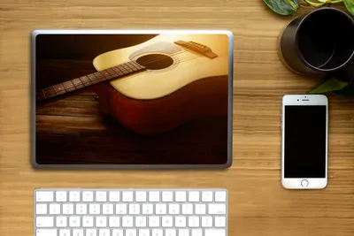 Produktbild von MuchoWow® Laptop Aufkleber Sticker Cover Sonnenstrahlen auf einer akustischen Gitarre 30x21 cm - Sticker für Laptop - Selbstklebend