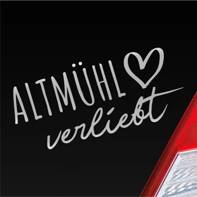Produktbild von Auto Aufkleber Altmühl verliebt Herz Fluss Wasser Water Liebe Car 19x9 cm Silber Sticker Heckscheibenaufkleber