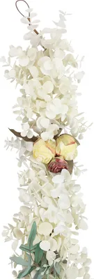 Produktbild von Künstliche Eukalyptus-Rosen-Girlande in Dry Optik, Hochzeitsdeko, Vintage Weiß-170cm