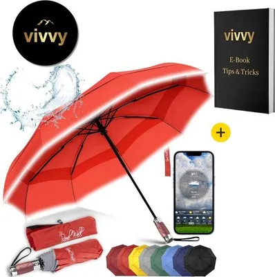 Produktbild von Famanu Strandparasol Windbeständig - Rot, Mit Tragetasche und UV-Schutz