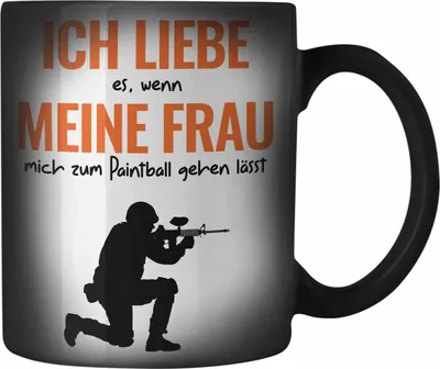 Produktbild von Trendation - Paintball Farbwechsel Zauber-Tasse Geschenk Männer Paintballspieler Geschenkidee Lustig (Schwarz)