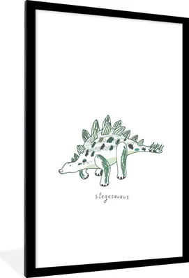 Produktbild von MuchoWow® Gerahmtes Poster Kinderzimmer - Dinosaurier - Stegosaurus - Jungen - Mädchen - Kinder 60x90 cm - Poster mit Schwarzem Bilderrahmen Wandposter Rahmen Foto Bilder - Dekoration - Wandposter Wohnzimmer - Hochwertig