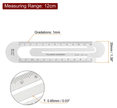 Produktbild von 2 Stš¹ck Lineal 12 cm metrisch Lesezeichen Clip Lineal Metall Aluminiumlegierung Skala auf beiden Seiten Messskala Werkzeug zum Messen, Studieren, Lesen