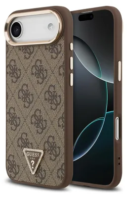 Produktbild von GUESS case passend für IPHONE 17 Air kompatibel mit MagSafe GUHMP17MP4GTDGMW (4G PolyurethanW/ Triangle Logo) gold brown