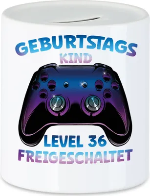 Produktbild von Geburtstagskind Level 36 Freigeschaltet Spardose Happy Birthday Geburtstag Level Controller Konsole Game Spiel