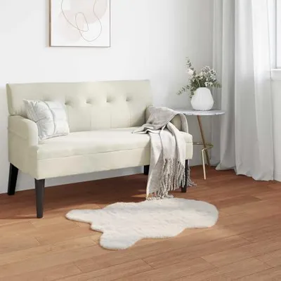Produktbild von Cremefarbener Teppich für das Wohnzimmer 80 x 120 cm – weicher Kunstkaninchenfell-Läufer, rutschfest, Kurzflor, für das Schlafzimmer, Olite