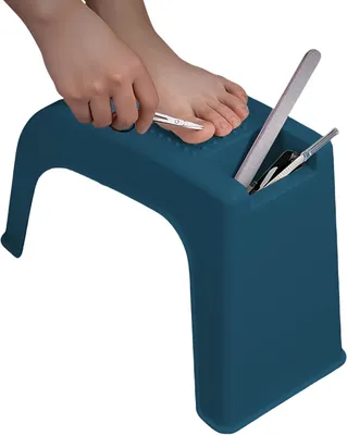 Productafbeelding van Pedicure Kruk - Voetenbank - Voetverzorging - Antislip Grip - 37.5x28x16.5 cm - Blauw