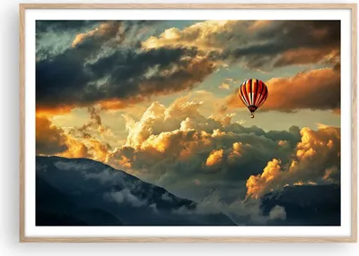 Produktbild von Gerahmtes Poster - Rahmen in heller Eiche - Wolken Ballon Flug - 100x70 cm - Wand Bild - Wanddeko - Wandbilder - Wandposter - Bilderrahmen - Bilder - Kunstdruck - Wandbild - P2NAA100x70-3791