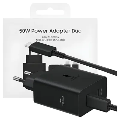 Image de Samsung EP-T5020XBEGEU Adaptateur d'alimentation Samsung Galaxy USB Type C 50W 1.8m Noir, productTiles.product.images.aiGenerated