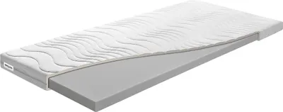 A cutaway view of a mattress topper, showing its layered construction.