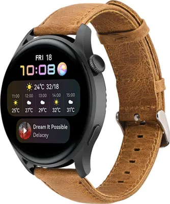 Produktbild von Strap-it Huawei Watch 3 (Pro) Lederarmband (Braun)