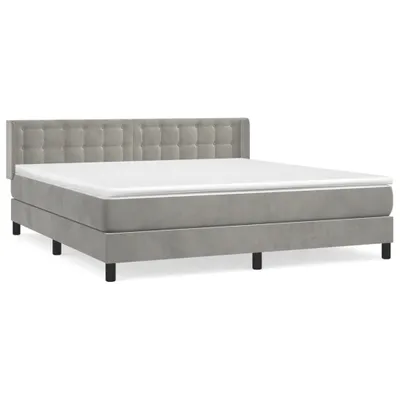 Image de vidaXL Lit boxspring avec matelas gris clair 180x200 cm velours