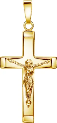 Produktbild von Kreuz-Anhänger Silber vergoldet Jesus Christus Kruzifix für Damen und Herren als Kettenanhänger mit Schmuck-Etui