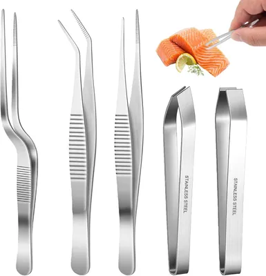Produktbild von Küchenzange Set 5-teilig, Edelstahl, Grätenzange, Grill, Kochen, für Küche