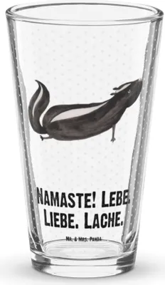 Produktbild von Mr. & Mrs. Panda Glas Stinktier Yoga - Transparent - Geschenk, Skunk, Namaste, Glasbecher, Bierglas, Liebe, Trinkglas, Tumbler, Lebe, Cocktailglas, Raubtier
