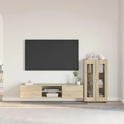Produktbild von "Winter Sale" TV-Schrankset mit Schubladen mit Tür Sonoma-Eiche Holzwerkstoff - Wohnwände Design Neu149439