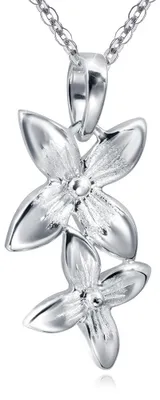 Produktbild von MATERIA Blumen Anhänger Silber 925 - Damen Kettenanhänger lang rhodiniert inkl. Etui #KA-296