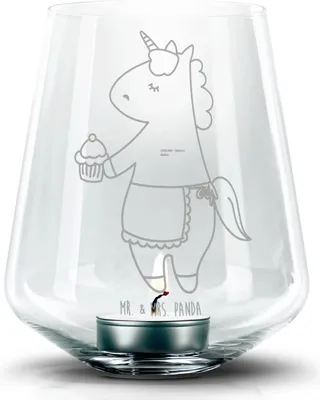 Produktbild von Mr. & Mrs. Panda gravur glas Einhorn Muffin - Transparent - Geschenk, Windlicht, Teelichthalter, Glückwünsche, Unicorn, Geburtstag, Liebesgrüße, Kerzenhalter, Backen