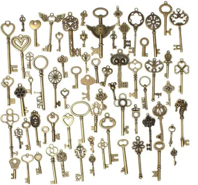 Produktbild von Oblique Unique 69 stylische Retro alte Bronze Schlüssel Deko Schmuck Anhänger Kette