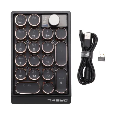 Obrázok produktu pre Retro mechanická numerická klávesnica – 19 klávesov, 3 režimy, výmena za chodu, RGB, bezdrôtové pripojenie