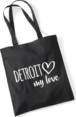 Produktbild von Huuraa Jutebeutel Detroit my love 10 Liter Black Baumwolle Tasche Geschenkidee