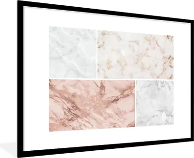 Produktbild von MuchoWow® Gerahmtes Poster Marmor - Rosa - Luxus 90x60 cm - Poster mit Schwarzem Bilderrahmen Wandposter Rahmen Foto Bilder - Wanddekoration - Fotos