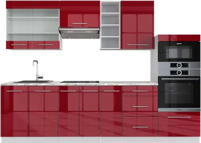 Produktbild von Küchenzeile Vicco Fame-Line Bordeaux Hochglanz/Weiß 280 cm , AP Marmor, Model 42235