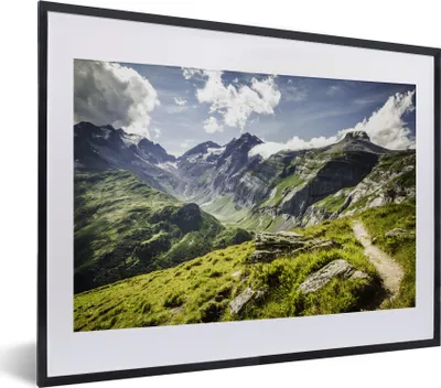 Produktbild von MuchoWow® Gerahmtes Poster Berglandschaft in einer Schweizer Landschaft 40x30 cm - Poster mit Schwarzem Bilderrahmen Wandposter Rahmen Foto Bilder - Bilderrahmen - Poster im Rahmen