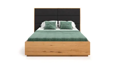 Produktbild von Massivholzbett Dome mit Bettkasten 200x200 cm, Storm 99, Eiche, Designermöbel