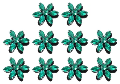 Blumenperlen-Applikationen, 10 Stück, Glas, grün, 26 x 6 mm
