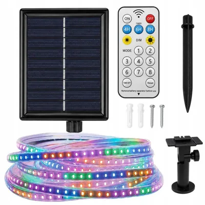 Produktbild von Verk 12470: Solarbetriebener RGB-LED-Streifen, 5 Meter, IP65, mit Fernbedienung und Dämmerungssensor