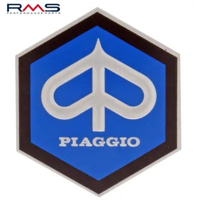 Productafbeelding van Embleem Piaggio Hexagon Cascade voor Vespa Sprint, Rally, etc. – Aluminium, 49x43 mm, blauw