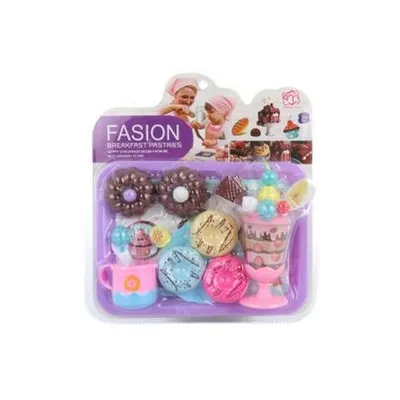 Produktbild von Spielzeug-Set mit Tasse, 5 Törtchen und Eisbecher für Kinder ab 3 Jahren, 21,5 x 30 x 8 cm