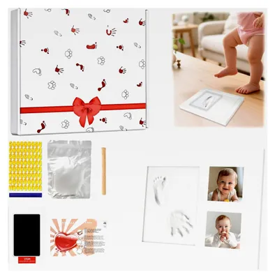 Produktbild von Set für Baby Hand- und Fußabdrücke, Bilderrahmen für Handabdrücke, Gipsabdruck für Neugeborene, Fotorahmen für Handabdrücke, besonderes Geschenk zur Geburt für Neugeborene
