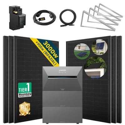 Produktbild von ALLDREI Balkonkraftwerke  mit Speicher Anker Solix Solarbank 3 E2700 Pro &BP2700*2,Komplettset mit 6x500W Bifazialer Solarpanel & Smarten Zähler